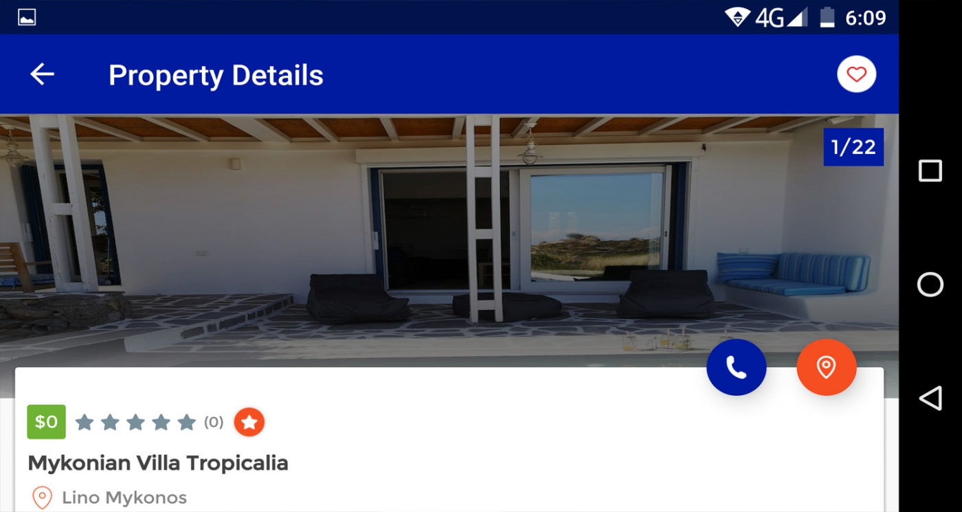 Modern App for Villas rentals at Mykonos